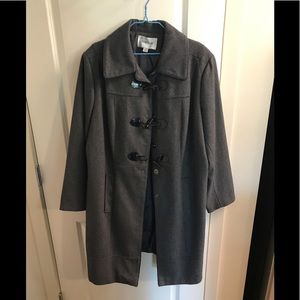 Women’s Plus Dark Grey Pea Coat - wool